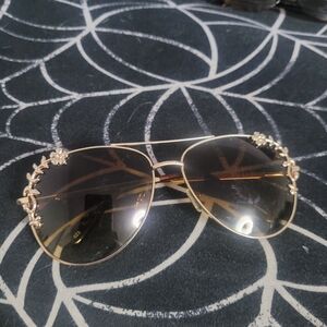 Floral Gold Aviator Sunglasses